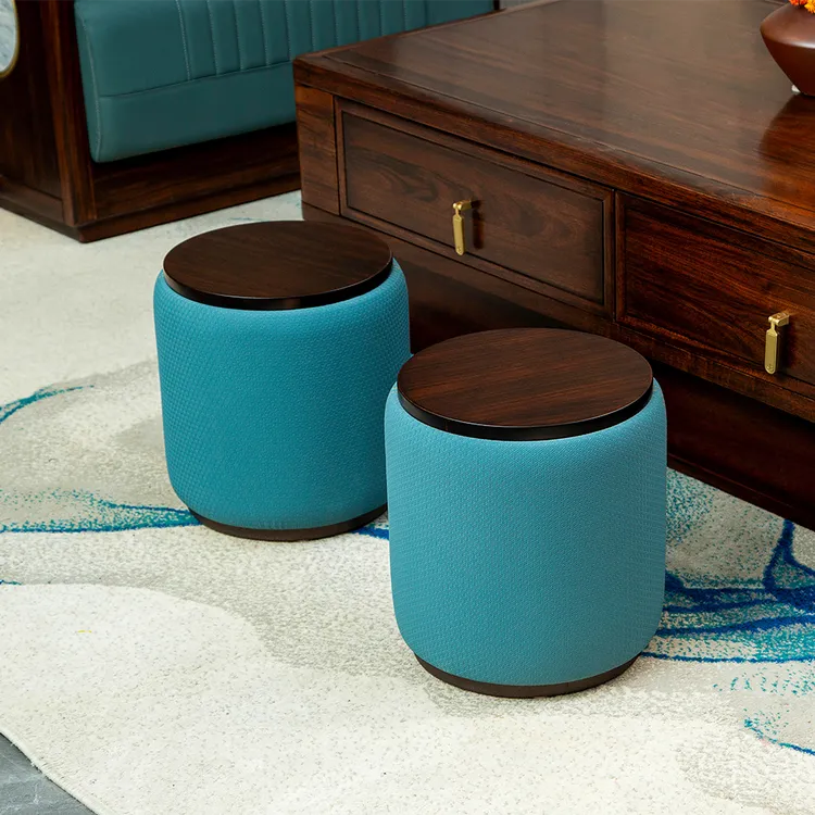 【木之秀-圆鼓凳】矮凳客厅换鞋梳妆凳儿童坐墩中式时尚圆形实木凳