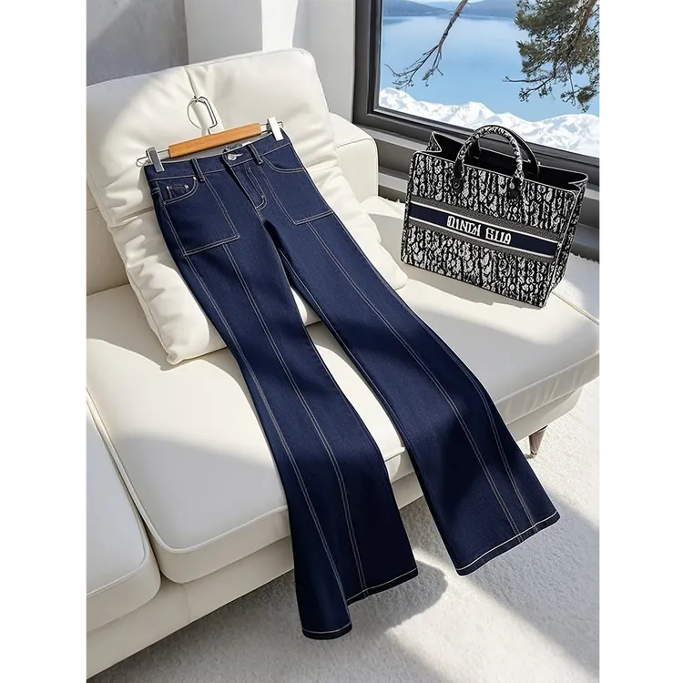 2025新款今年流行爆款小个子高腰显瘦复古微喇阔腿直筒裤子女休闲