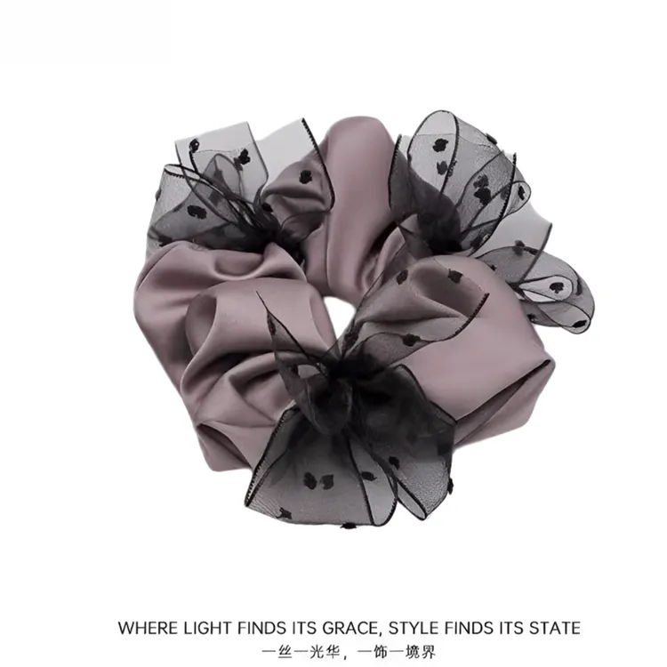 韩版新款赫本风大肠发圈波点蝴蝶结缎面大肠发圈高级感气质头绳