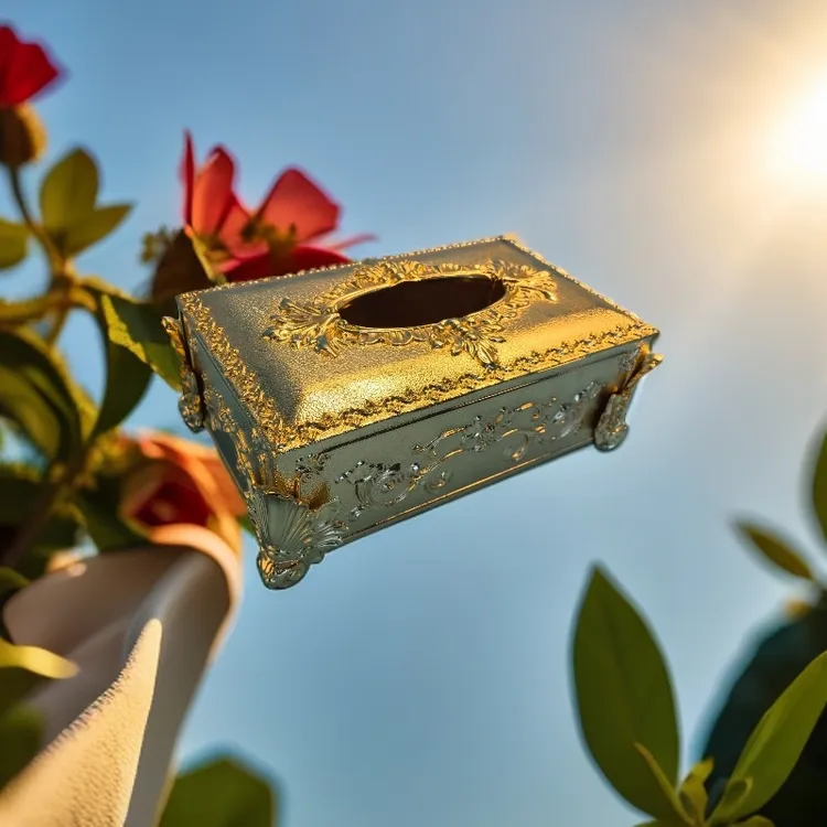 纯铜镀金纸巾盒摆设古铜抽纸盒复古创意家用长方形大气工艺品