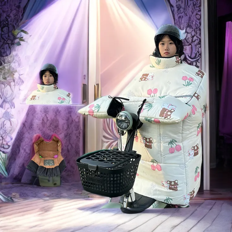 新款电动车挡风被冬季加绒加厚超大护肩加大防水保暖防风