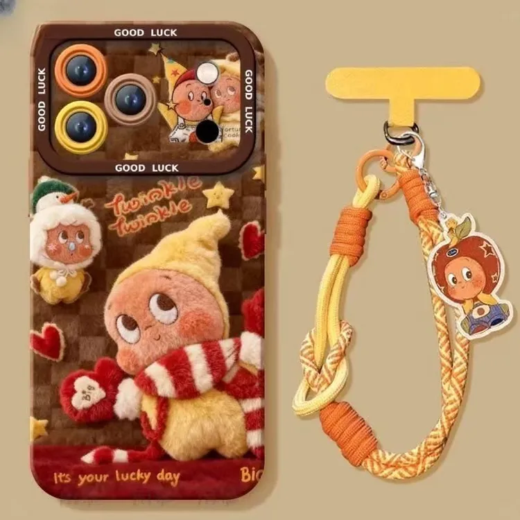 秋冬星星人挂绳适用iphone16Promax/17手机壳苹果14/13平面12防摔
