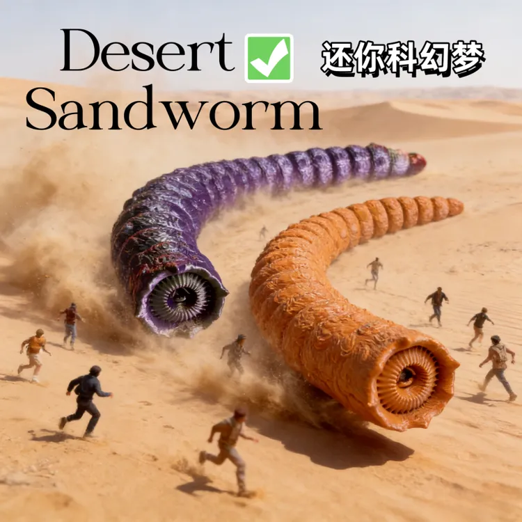 沙丘沙漠蠕虫怪兽沙虫恐龙关节儿童玩具利维坦食海者格兰玛雅海怪