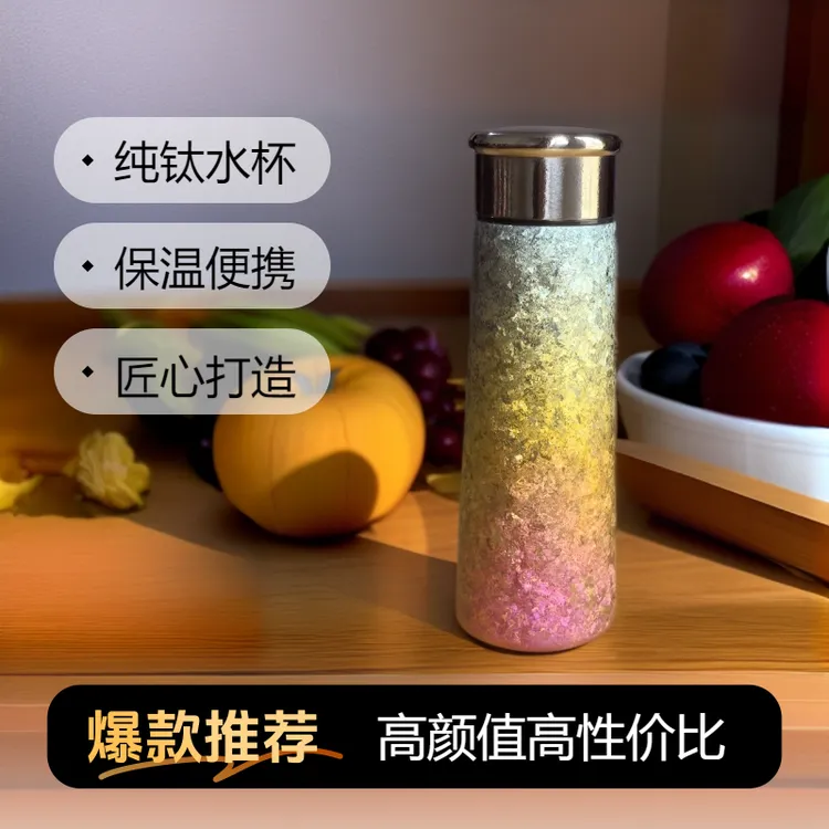内外纯钛锥度杯300ML真空户外创意简约水杯喝水杯保温杯纯钛杯