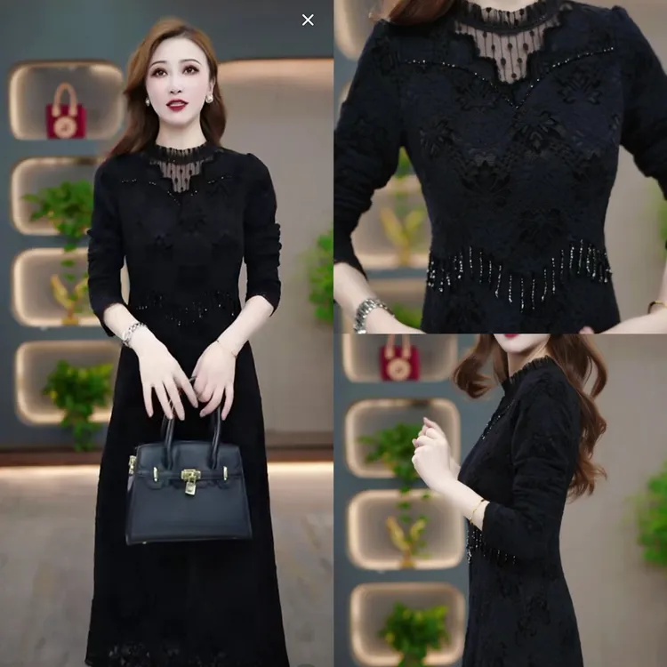 秋冬新款加厚连衣裙2025气质减龄修身时尚百搭收腰裙子MY25K3090