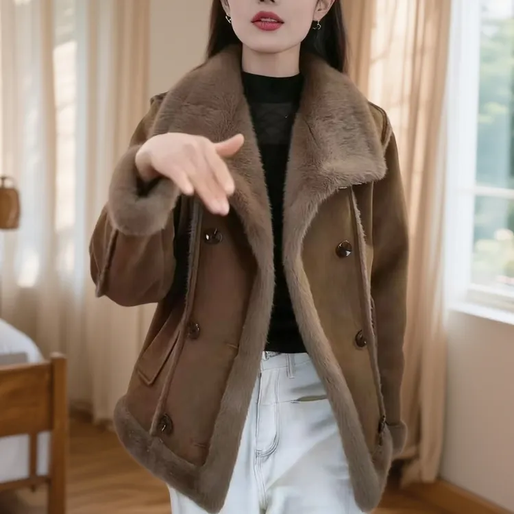 冬季气质减龄短外套时尚百搭加厚短款上衣休闲保暖外衣女拼接外套