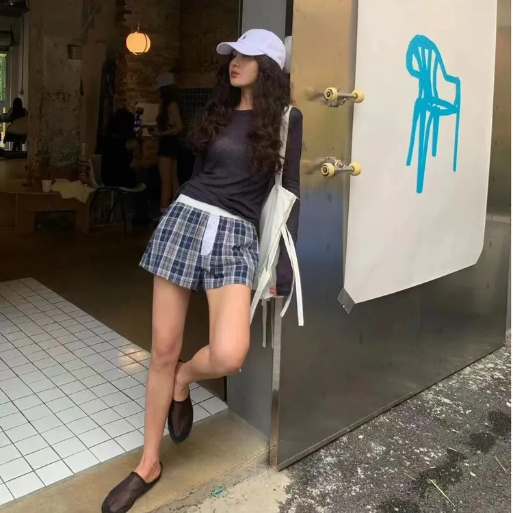 黑色气质正肩圆领长袖罩衫T恤女夏季小众百搭修身显瘦设计感上衣