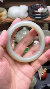 【闪购商品】和田玉手镯未镶嵌62圈且末青白玉手镯31373