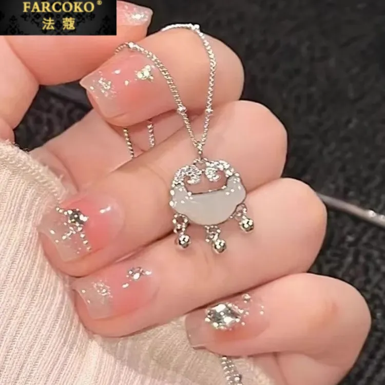 FARCOKO/法蔻 链子足银 平安锁项链女生轻奢小众气质锁骨链送女友