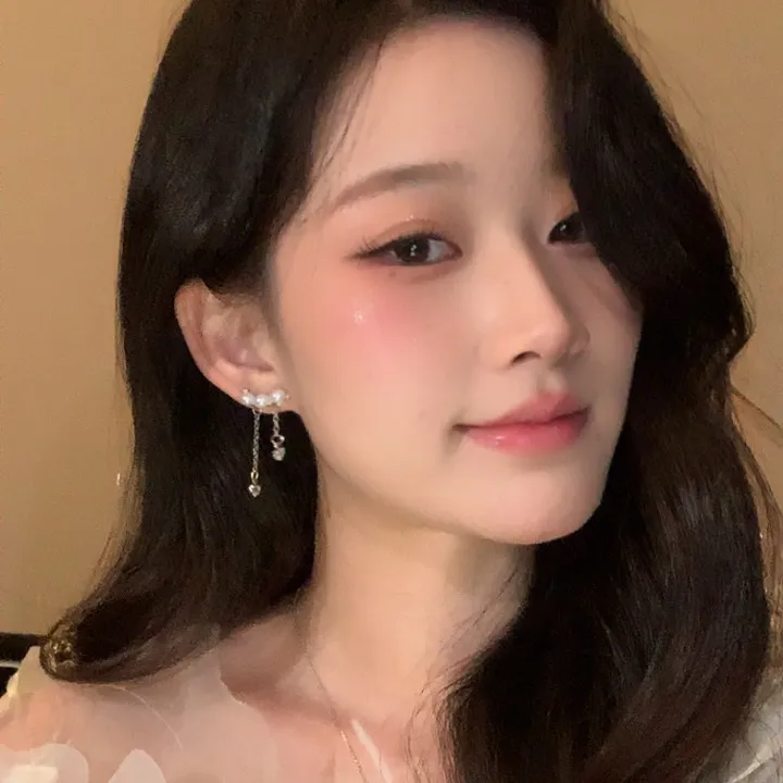 合金仿珍珠耳饰 超仙耳夹甜美风简约耳钉耳环长款耳饰百搭设计感