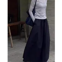 法式气质纯色花苞半身裙女2025春秋高腰中长款遮胯显瘦大摆蓬蓬裙