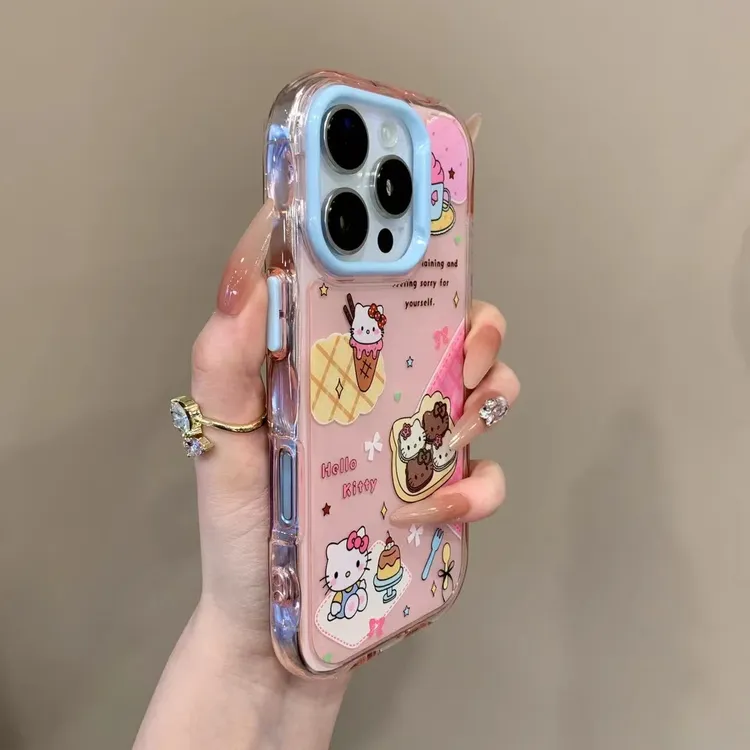 趣味冰淇淋kitty支架苹果16promax手机壳iPhone15新款14/13/果冻
