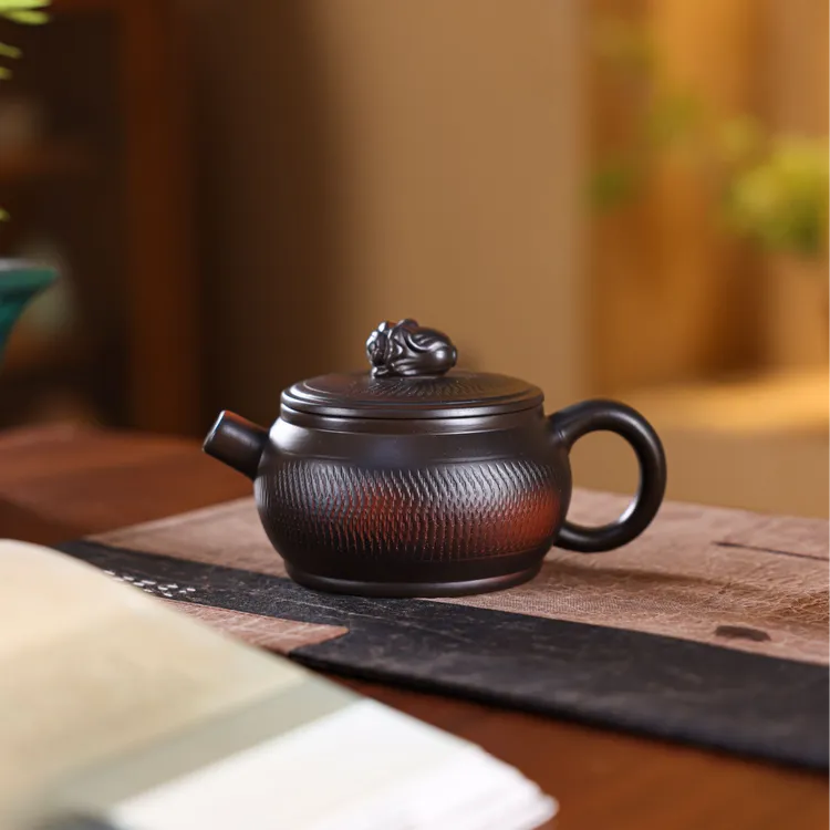 紫陶汉瓦泡茶壶手工原矿复古家用大容量高档紫砂壶功夫茶具单壶