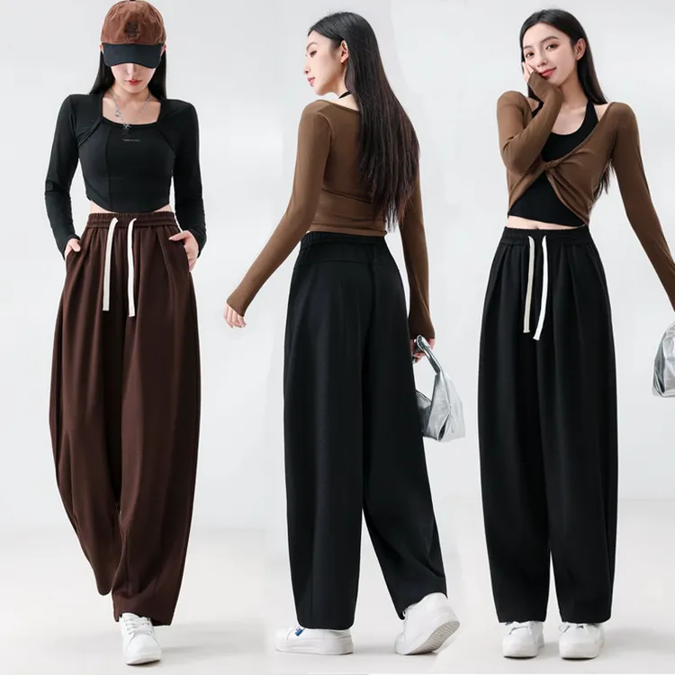 大码女裤秋季新款高腰垂感宽松休闲裤显瘦百搭哈伦香蕉裤长裤6953