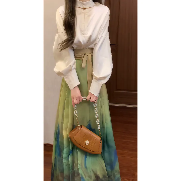 新中式汉服女成人国风旗袍上衣&国风马面裙半身裙套装裙9024