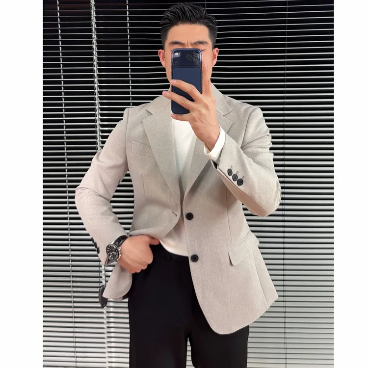 厚款秋冬西服外套男西装商务痞帅英伦男士高级感挺括男装西服修身