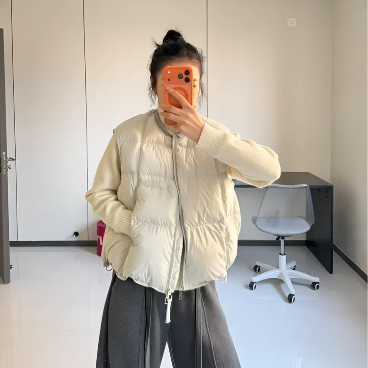 【董小姐严选】白鸭绒云感泡芙面包服2025冬季新款慵懒百搭马甲坎肩