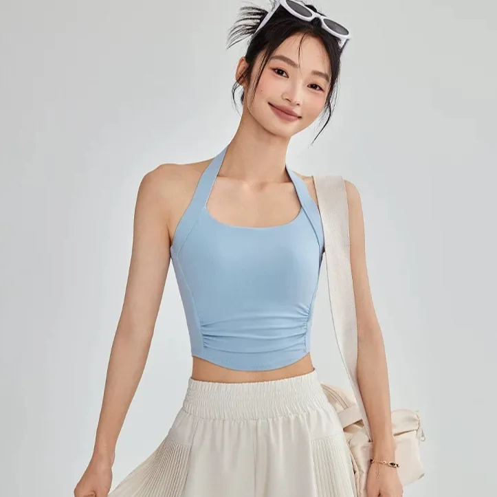 挂脖瑜伽背心秋季高强度防震跑步健身运动内衣专业训练普拉提美背