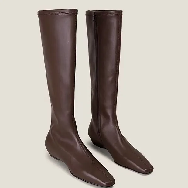 弹力包腿瘦瘦长靴女2025秋冬新款时尚粗跟不过膝方头长筒高筒靴子