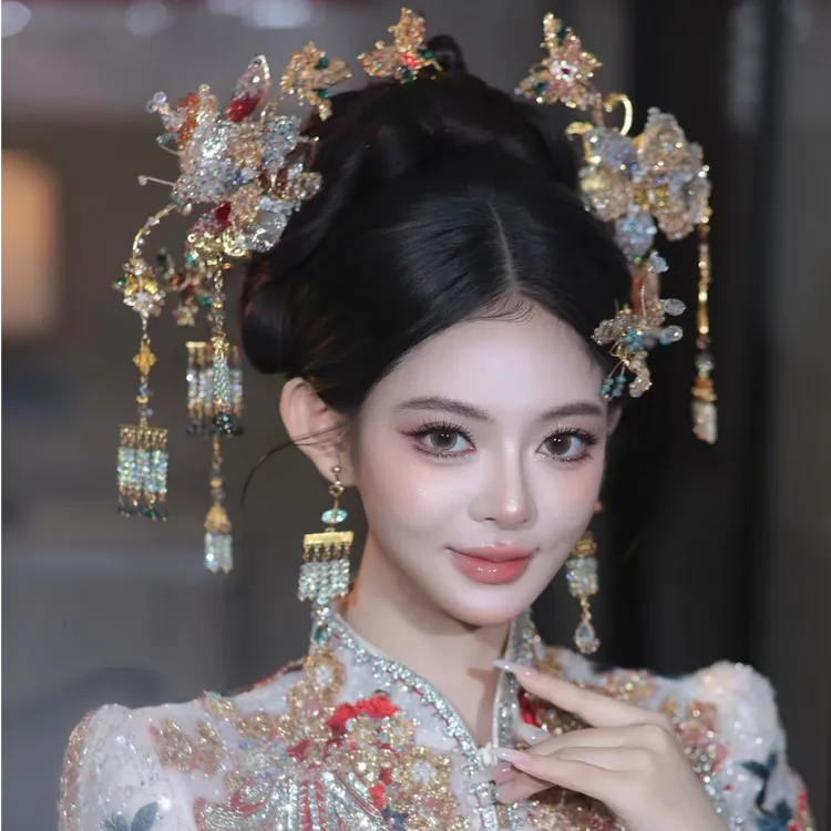 z8364新娘头饰气质简单金色簪子婚礼宫廷大气