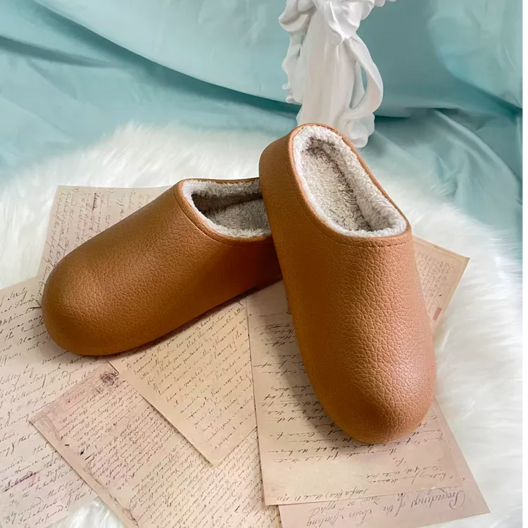 勃肯棉拖冬季新款包头休闲女居家防滑防水棉拖鞋男外穿保暖踩屎感