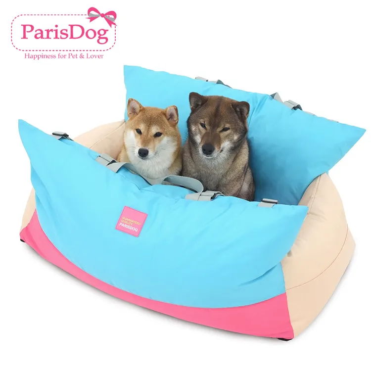 韩国parisdog【正品】韩国品牌糖果色拼色猫狗宠物车载窝后座可用款
