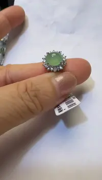银S925镶嵌戒指翡翠925银镶缅甸A货翡翠戒指