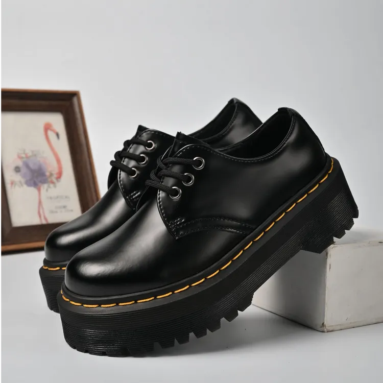 Q【1461QUAD】幂幂款 低帮单鞋百搭黑色女鞋休闲时尚皮鞋女款ins潮A