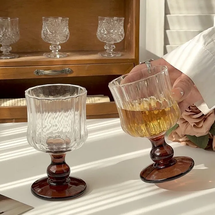 【两只】杯小众家用专用中古酒玻璃餐具高脚杯香槟杯葡萄酒红酒杯
