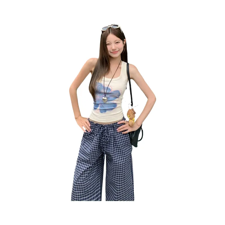 简约百搭显瘦夏季甜美风格修身印花吊带背心可外穿可内搭时尚夏日