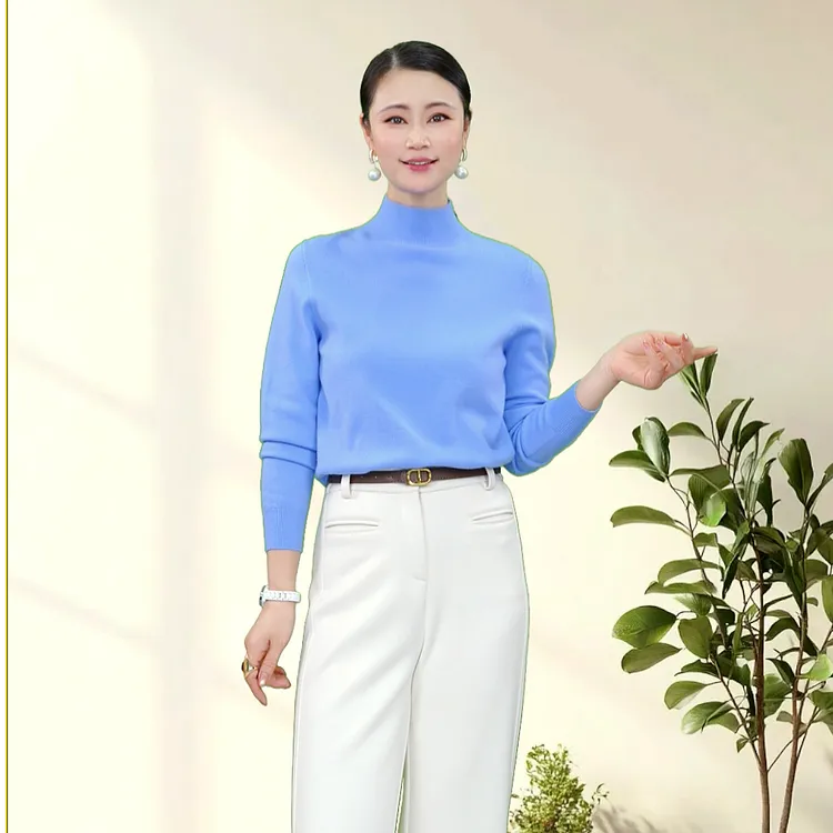 2025冬季新品一线成衣中高领纯色套头毛衣