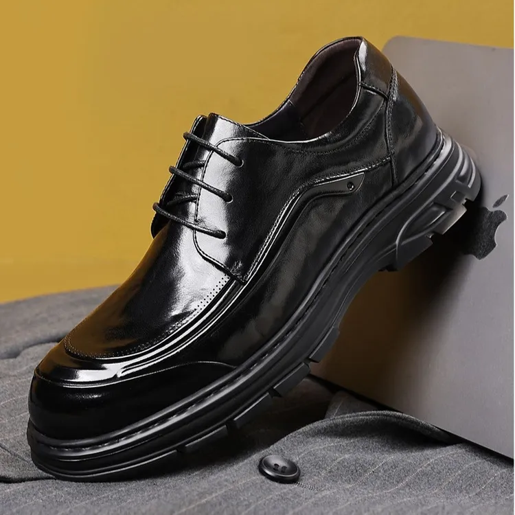 2025新款男士厚底休闲皮鞋秋季真皮软底舒适通勤商务头层牛皮男鞋