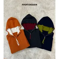 FVOFV【拼色戴帽毛衣】羊毛洋气减龄撞色厚实连帽毛衣JHD0002-起球