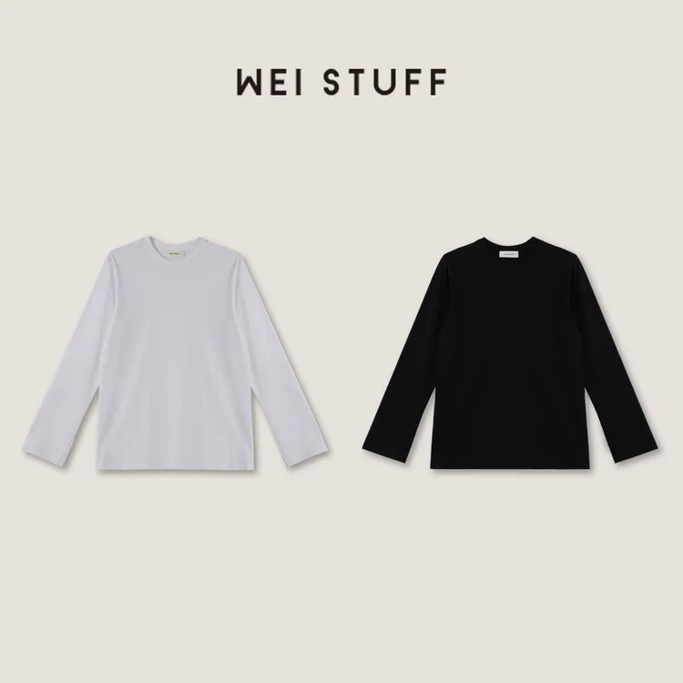 WEI STUFF极简穿搭基础款舒适时尚套头圆领纯色T恤 8172