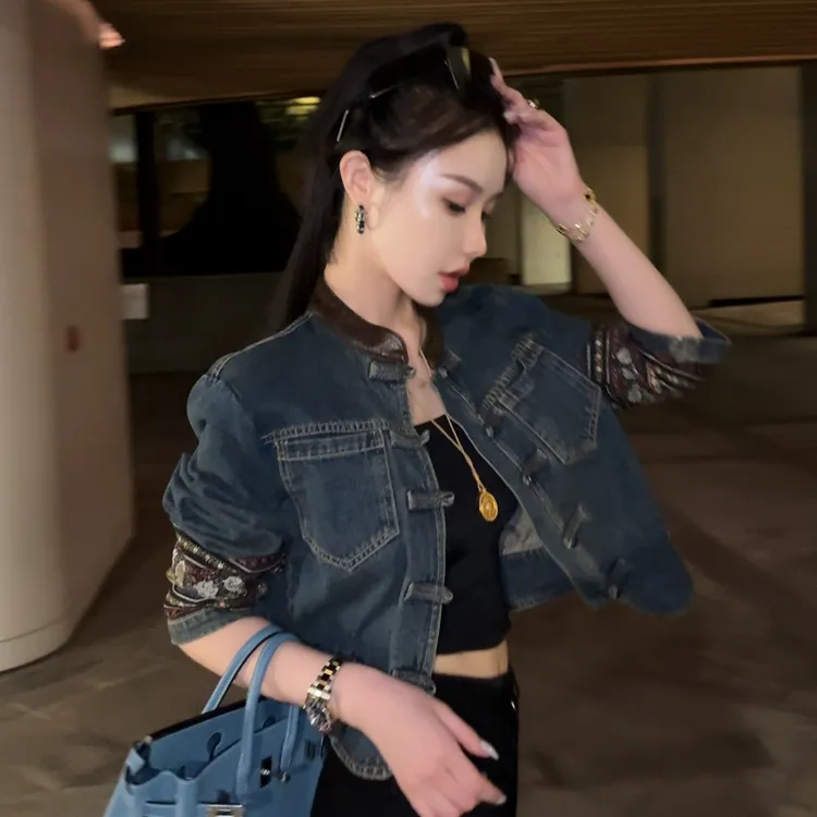 蘇格高定-【短款牛仔】时尚百搭气质酷飒刺绣牛仔外套上衣