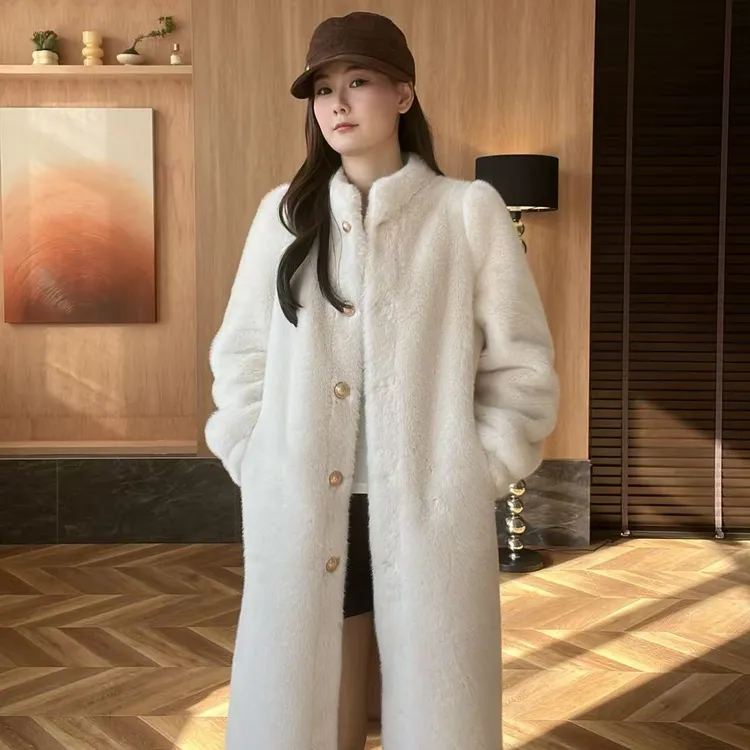 长款气质优雅[温婉可人]公主肩软糯显瘦品质毛毛外套加密加厚