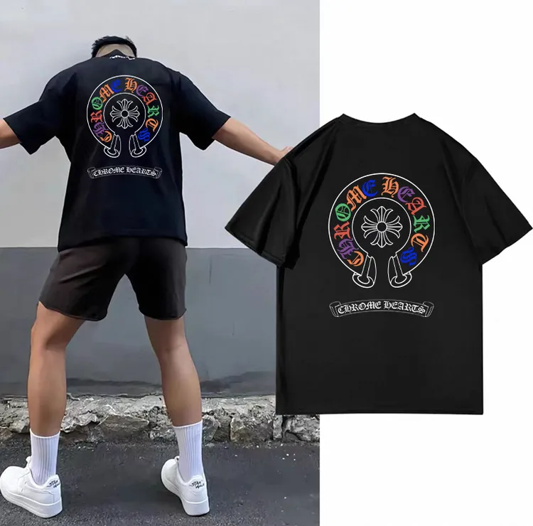 潮流美式ol纯棉短袖ins时尚印花短袖夏季运动宽松休闲男士上衣T恤