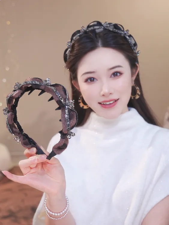 【豹纹发箍】冬季新款原创设计师款式增高颅顶狼牙丝绒发箍3257