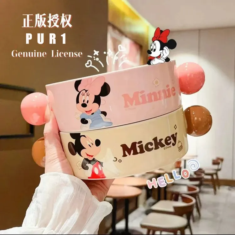 迪士尼猫粮碗可爱卡通动漫小清新风创意大容量大口径防打翻狗水碗