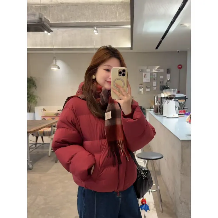 晶咕佳佳【凛冬将至】连帽猪鼻扣短款羽绒服外套保暖韩版时尚加厚