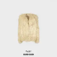 GUIDI GUDI【月下温酒】贵气滩羊毛纯色皮草外套/黄加蓝 