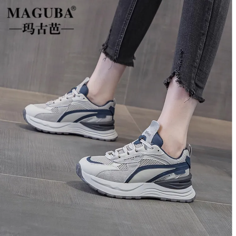 MAGUBA/玛古芭厚底阿甘鞋女百搭时尚运动休闲软底舒适网面老爹鞋