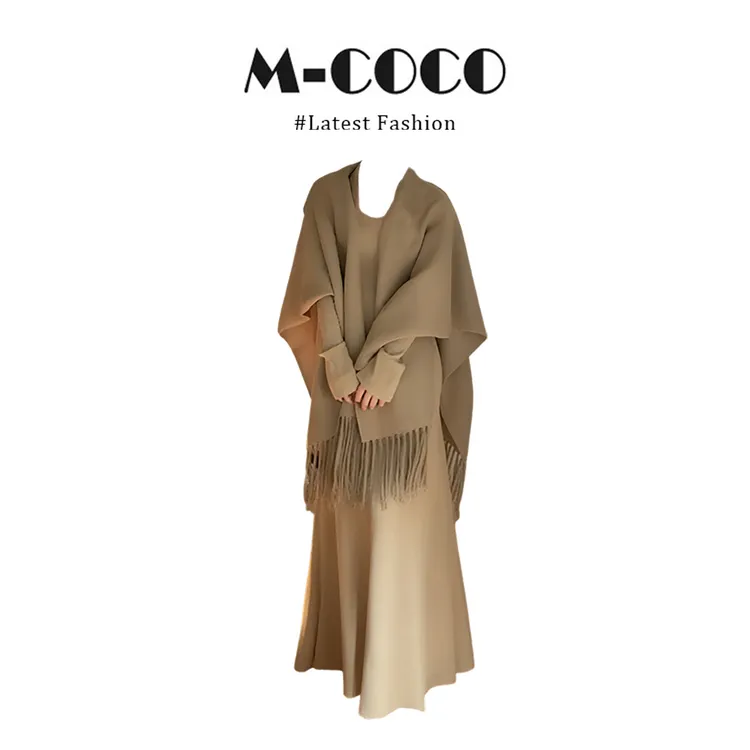 MARIE.COCO法式气质御姐风披肩开衫内搭修身显瘦针织连衣裙两件套