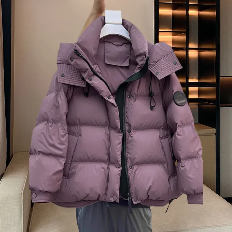 200-300斤大码时尚洋气宽松连帽棉服女秋冬新款高级感美式面包服