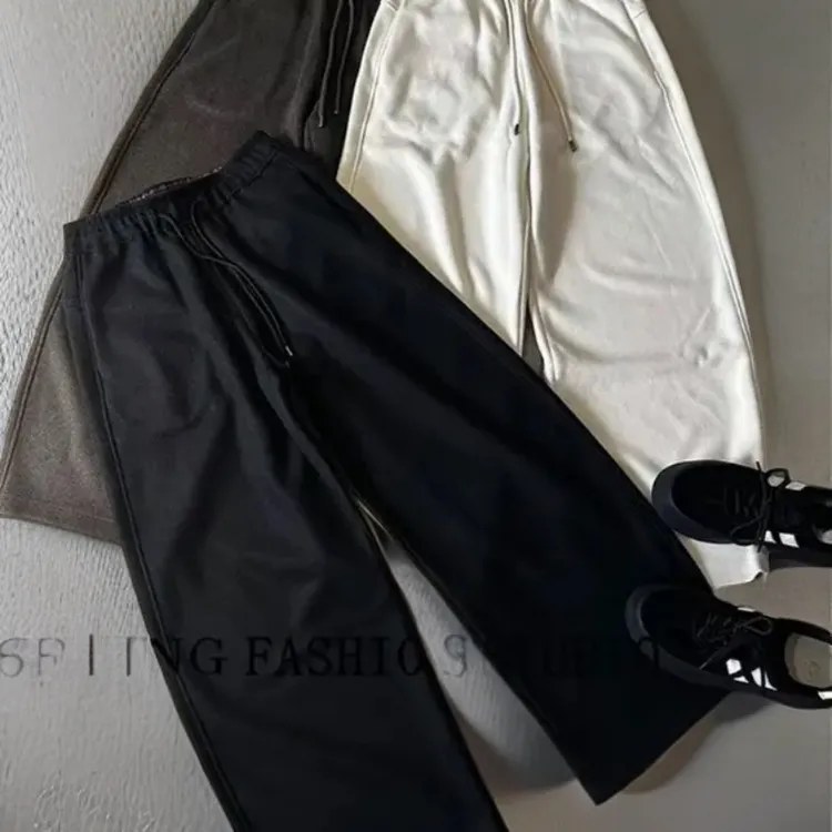 《传奇大牌直筒裤》新款118抽绳高腰直筒裤宽松百搭休闲长裤保暖