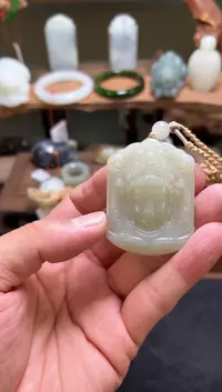 和田玉未镶嵌吊坠(不含链)且末青白 观音9008269