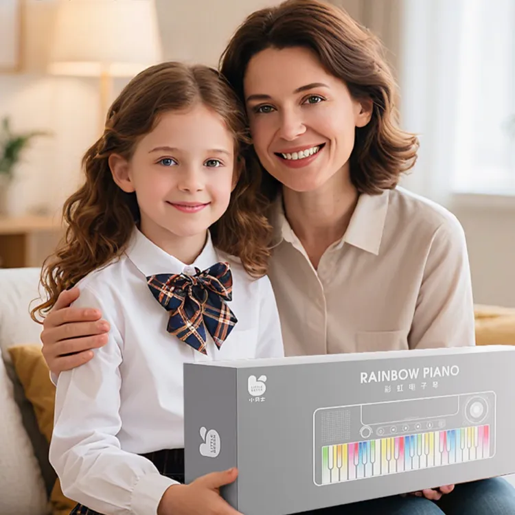 英国儿童电子琴音乐启蒙初学者专用37彩虹键男女孩儿童生日礼物商品图