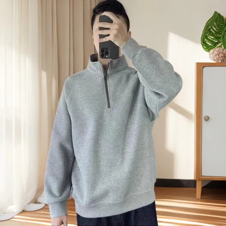 仓石一树潮流简约秋冬季半高领卫衣男款宽松潮牌圆领运动加绒外套