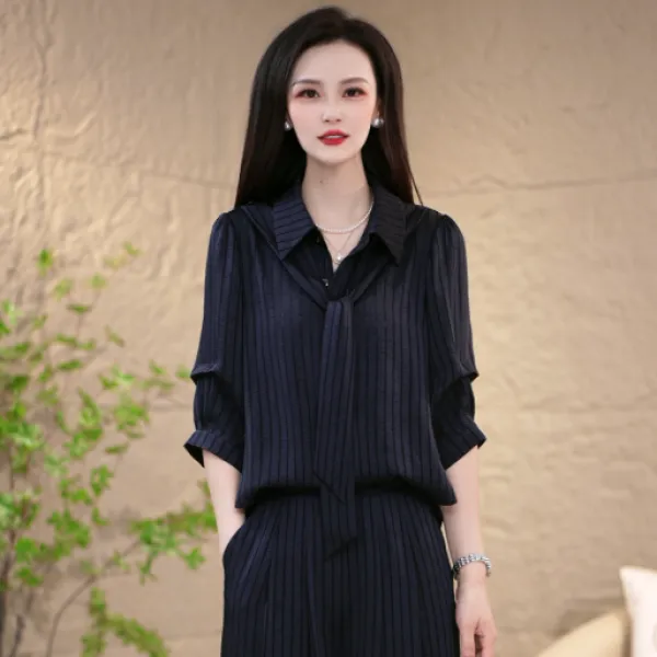 2025新款早秋优雅休闲高级感精致日常百搭显瘦显白收腰套装两件套