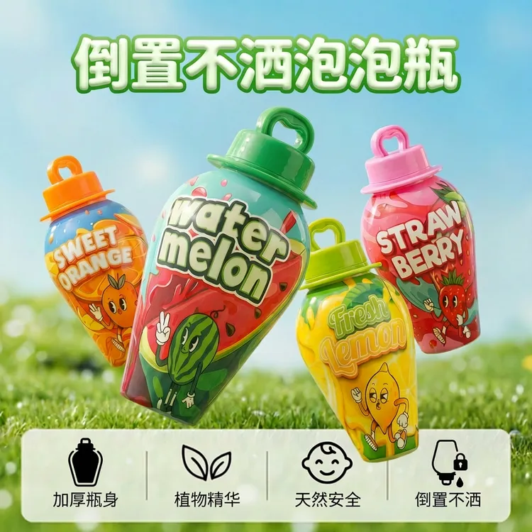 倒置不洒水果泡泡水新款可爱夏日童趣户外吹泡泡儿童节礼物玩具商品图
